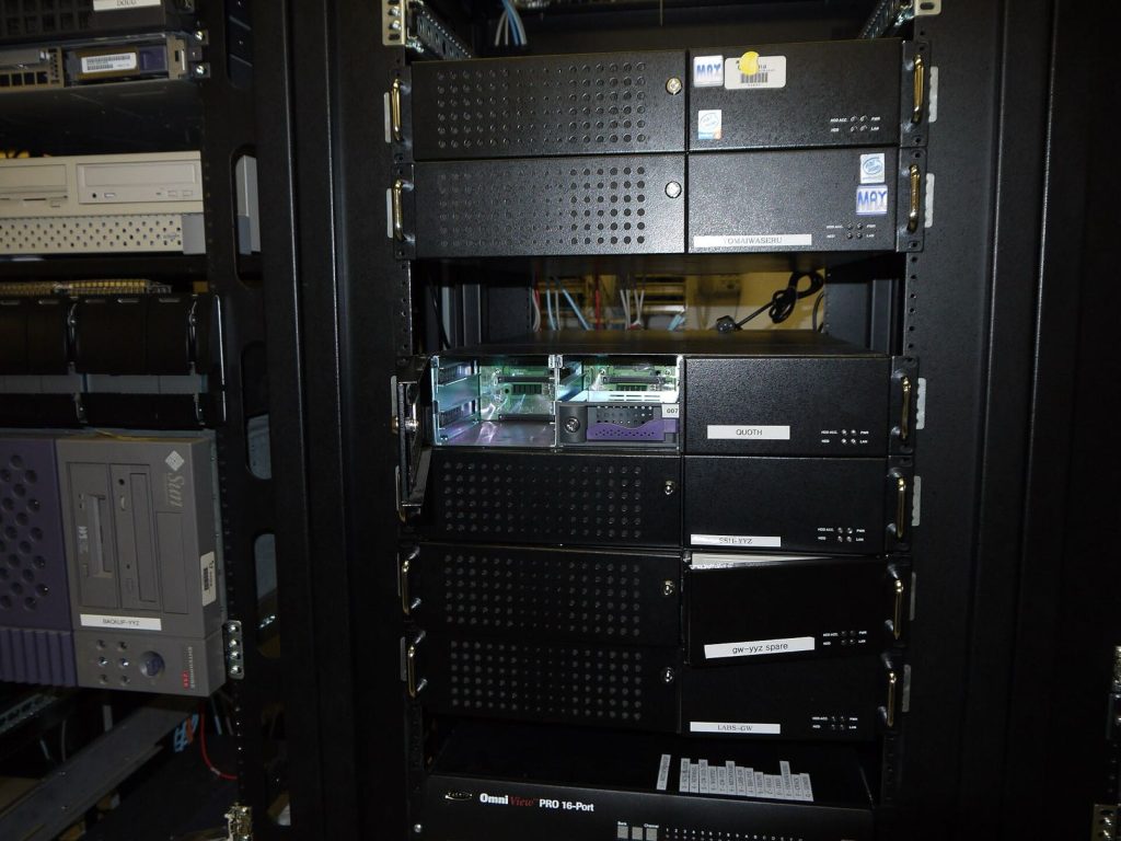 A small server room on the sixth floor of an office building in Toronto.