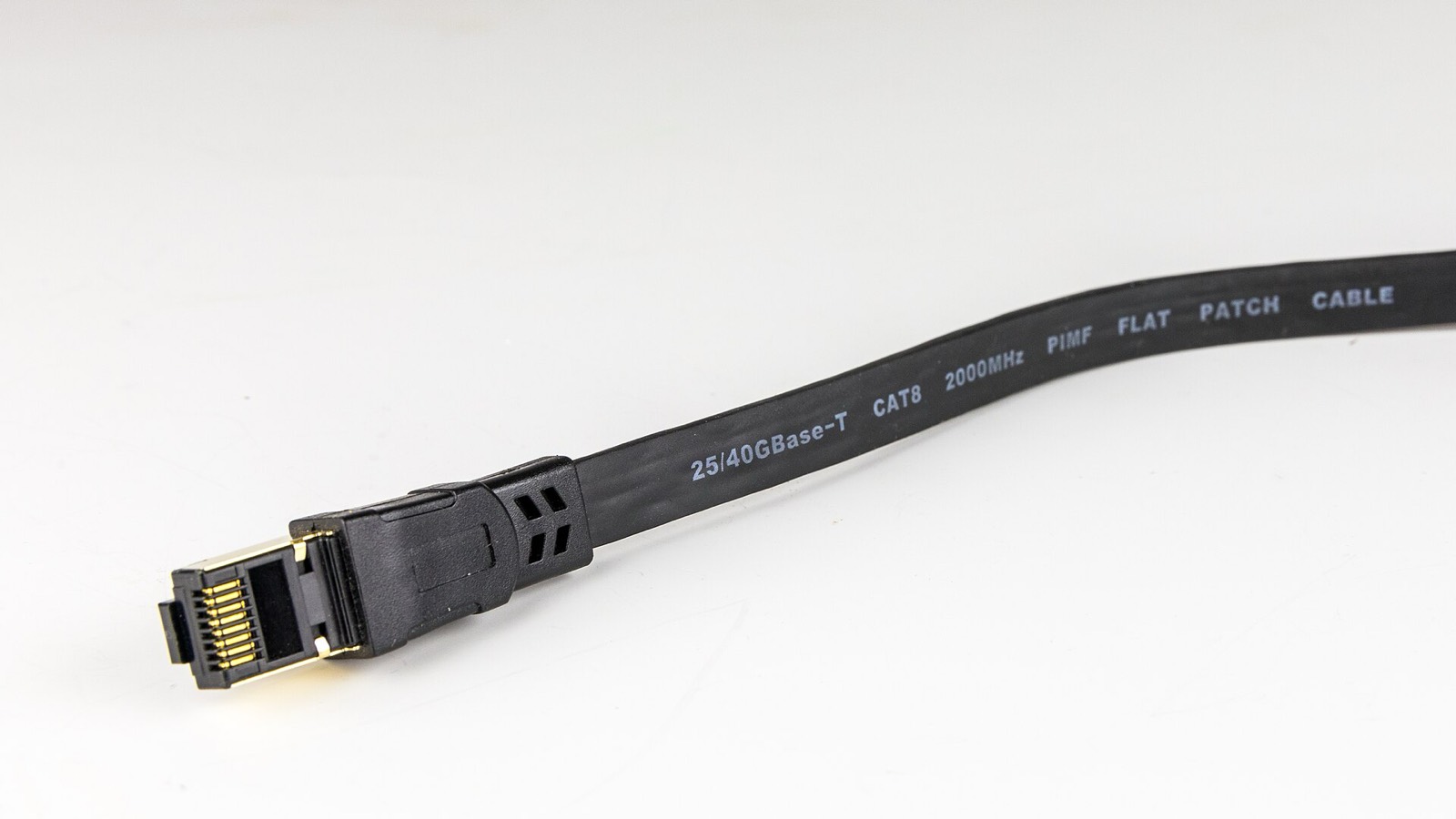 A Cat.8-labelled Ethernet patch cable.